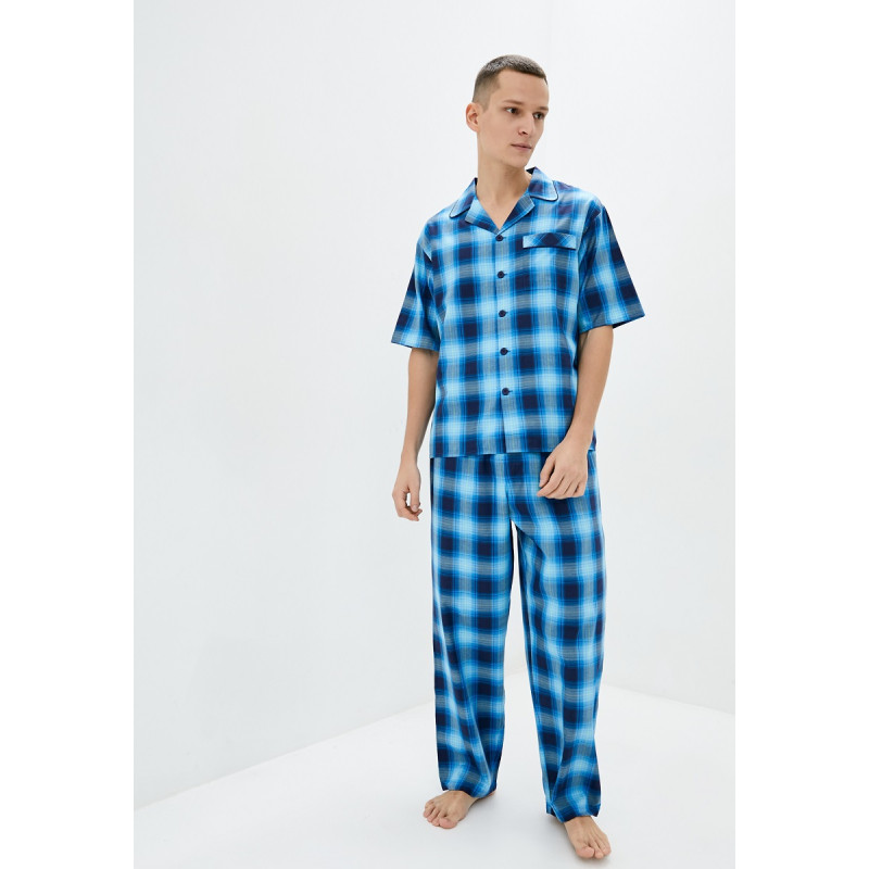 Піжама чоловіча Cyberjammies Elliot 6559-6560 (XL, Ярко-синий в клетку)