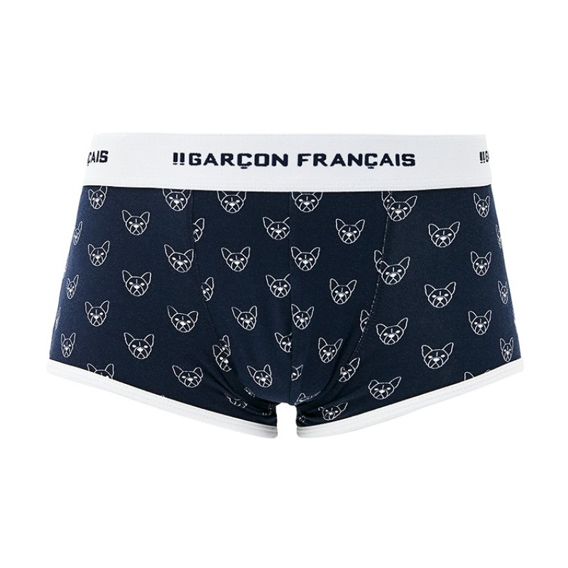Труси боксери Garçon Français Shorty18 (XXL, Темно синий с принтом бульдога)