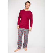 Піжама чоловіча Cyberjammies Frankie 6647-6642 (L, Бордовый с принтом пожарной машины)