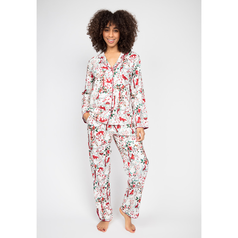 Піжама жіноча Cyberjammies Robyn 4981-4982 (8/XS, Белый с лесным принтом)