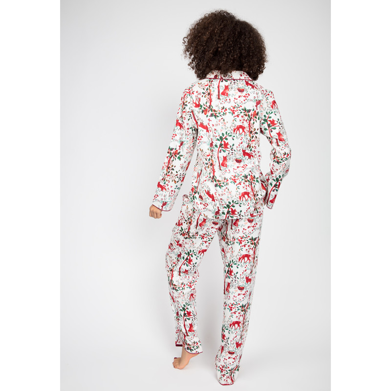 Піжама жіноча Cyberjammies Robyn 4981-4982 (8/XS, Белый с лесным принтом)