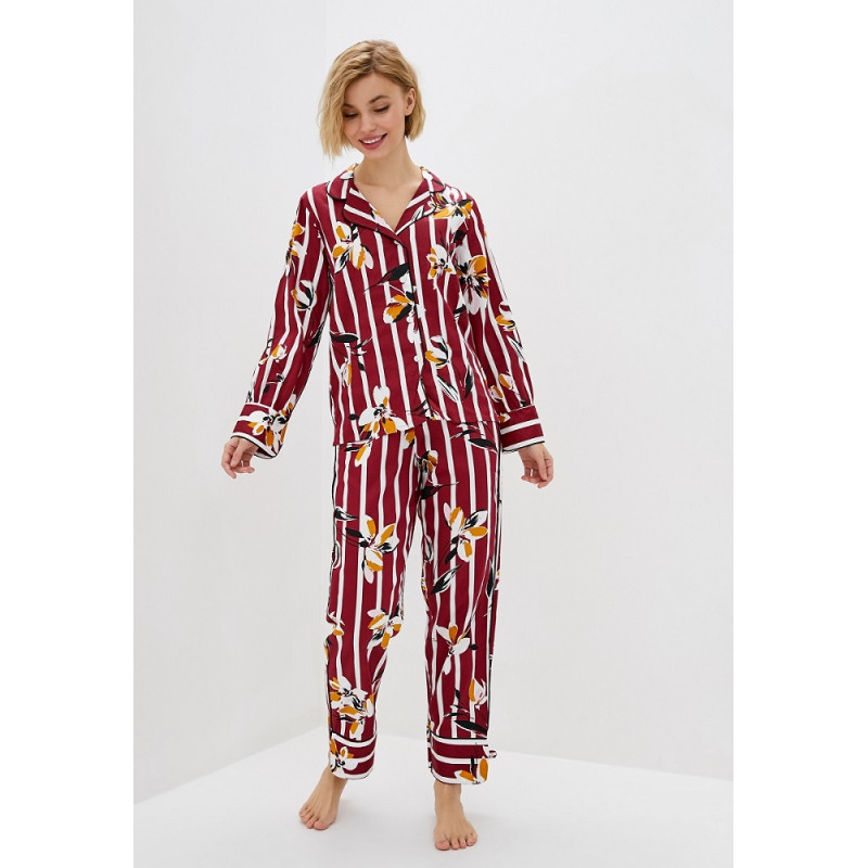 Піжама жіноча Fable&Eve Marylebone 1596 (18/2XL, Полосатый с цветочным принтом)