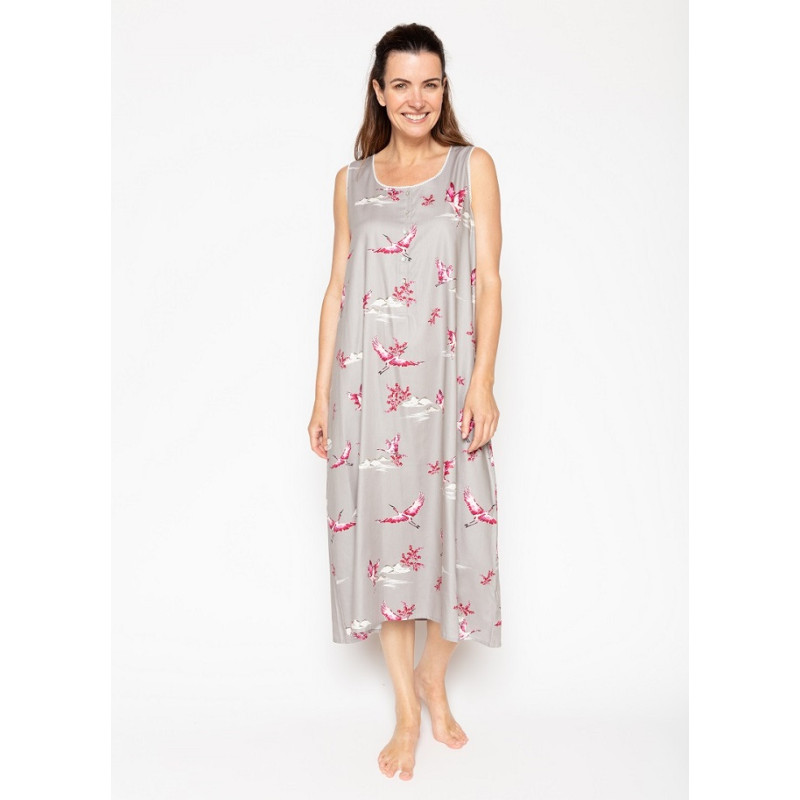 Ночная рубашка Nora Rose Katherine 1621 (22/4XL, Серый с принтом птицы)