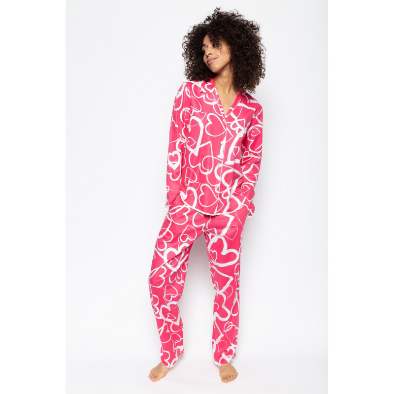 Піжама жіноча Cyberjammies Mallory 9023-9024 (14/L, Розовый с принтом сердечек)