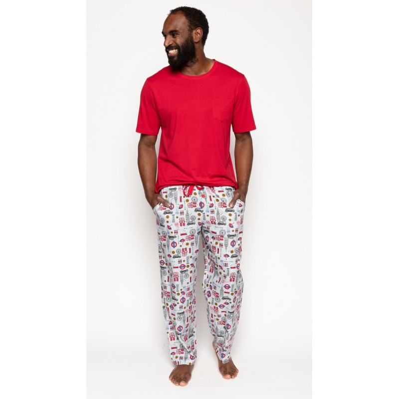 Піжама чоловіча Cyberjammies Windsor 6756-6754 (M, Красный с принтом Лондона)
