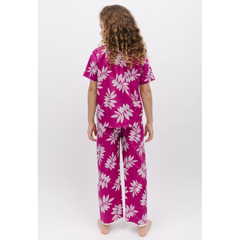 Піжама для дівчинки Cyberjammies Emmi 5986 (10-11 лет/146 см, Рожевий з принтом листя)