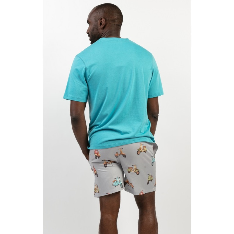 Піжама чоловіча Cyberjammies Luca 6838-6837 (L, Блакитний з принтом скутера)
