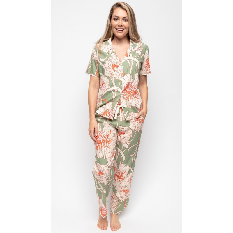 Женская пижама Cyberjammies Sage 9582-9583 (12/M, Зеленый с цветочным принтом)