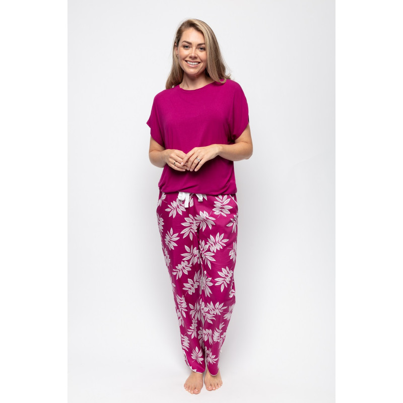 Женская пижама Cyberjammies Emmi 9663-9653 (18/2XL, Розовый с принтом листьев)