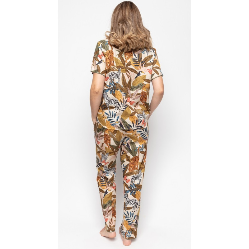 Женская пижама Cyberjammies Savannah 9665-9666 (22/4XL, Зеленый с тропическим принтом)