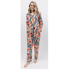 Піжама жіноча Cyberjammies Nicole 9771-9772 (10/S, Чорний з квітковим принтом)