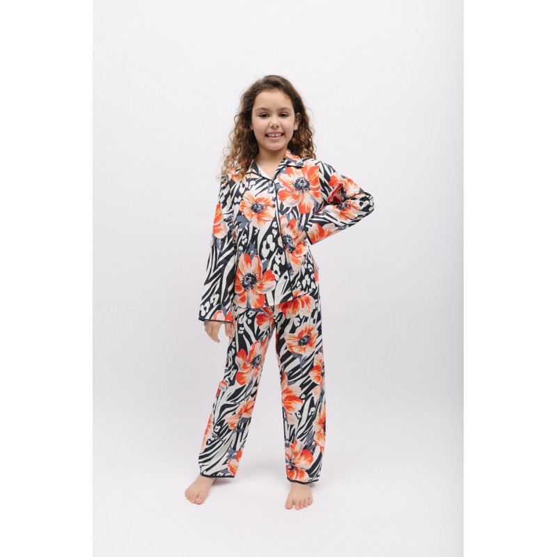 Піжама для дівчинки Cyberjammies Nicole 7017 (10-11 лет/146 см, Чорний з квітковим принтом)