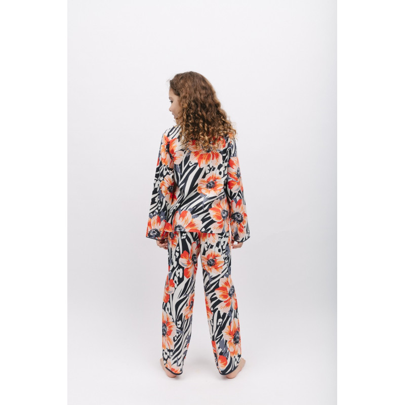 Піжама для дівчинки Cyberjammies Nicole 7017 (10-11 лет/146 см, Чорний з квітковим принтом)