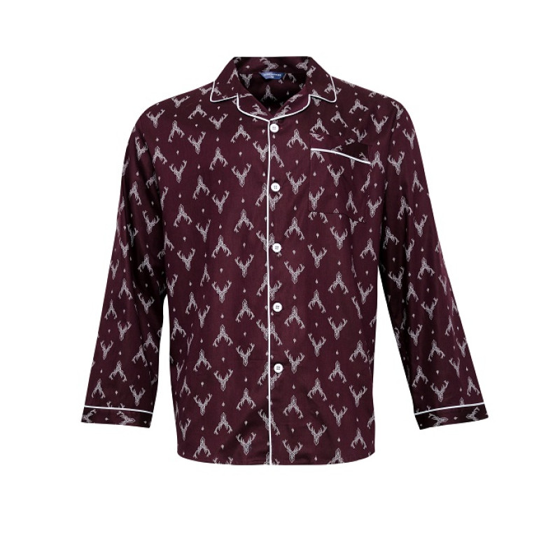 Піжама чоловіча Cyberjammies Spencer 6918-6919 (XL, Бордовий з принтом)