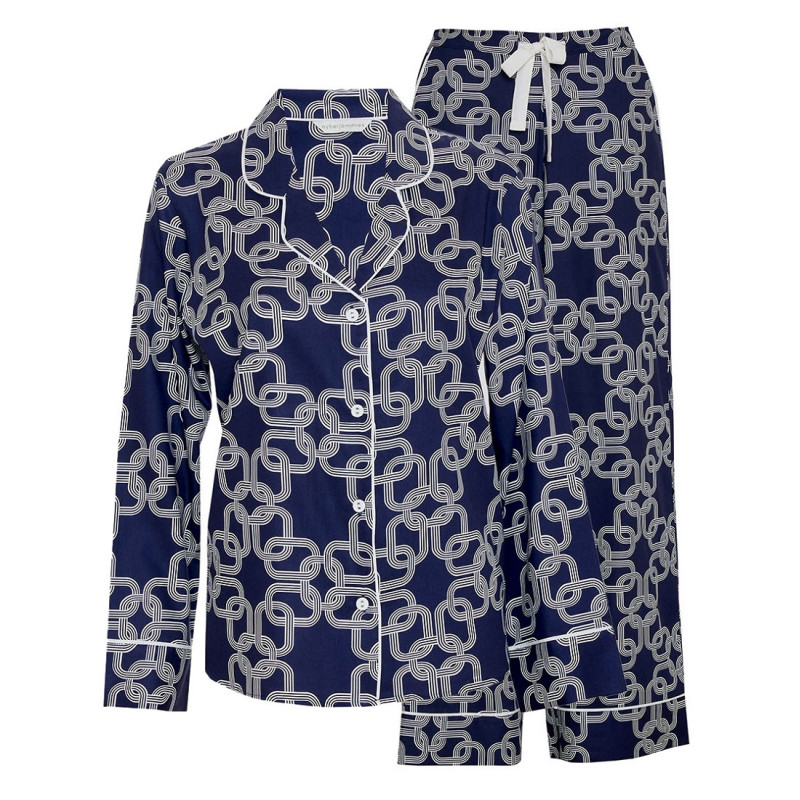 Піжама жіноча Cyberjammies Avery 0075/0076 (18/2XL, Синій з принтом ланцюжка)