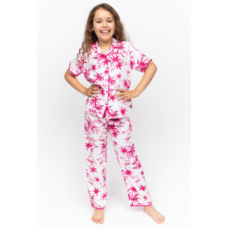 Піжама для дівчинки Cyberjammies Hailey 7078 (12-13 лет /158 см, Білий з принтом пальми)