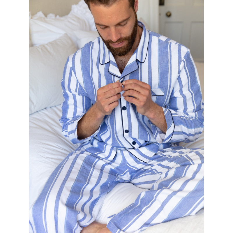 Пижама мужская Cyberjammies Alpes 3092-3093 (XL, Голубой в полоску)