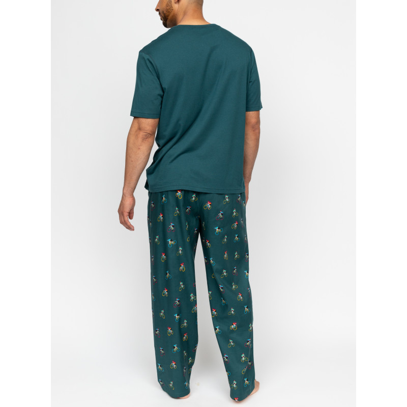 Пижама мужская Cyberjammies Theo 3105-3103 (XL, Зеленый с принтом велосипедистов)