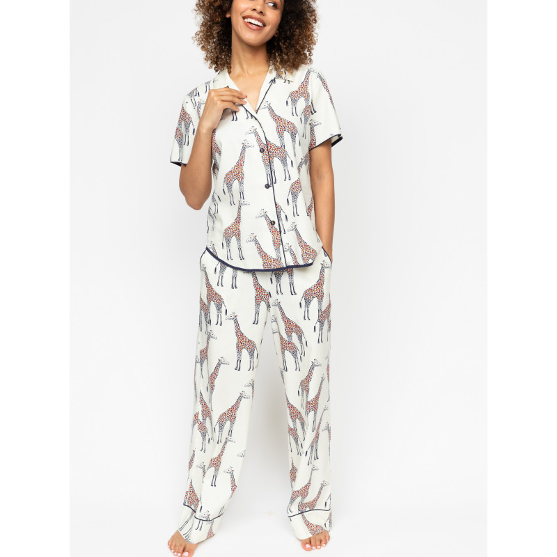Піжама жіноча Cyberjammies Georgina 0683-0684 (14/L, Білий з принтом жирафа)