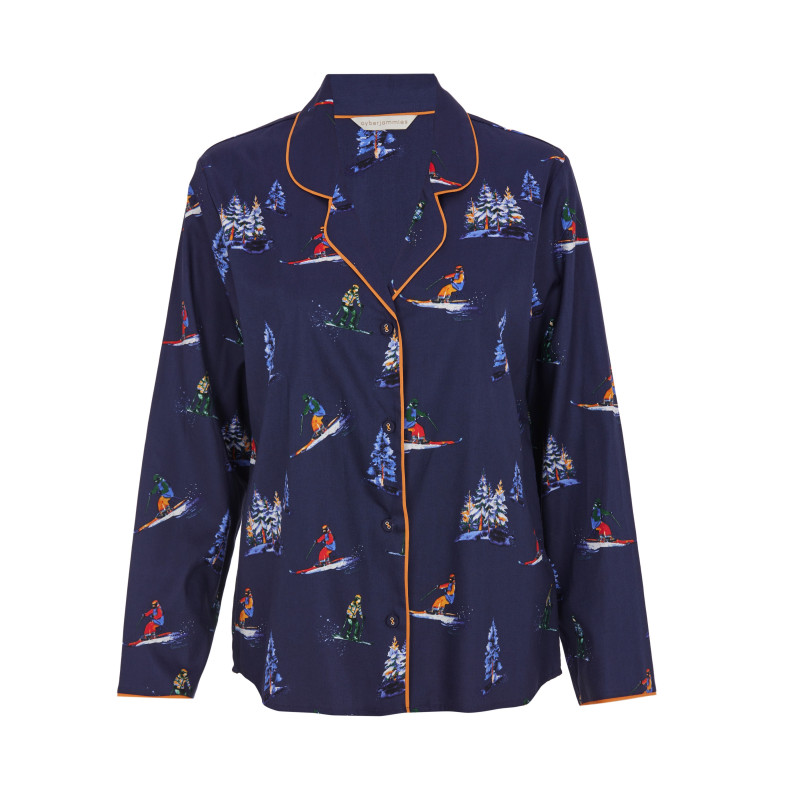 Піжама жіноча Cyberjammies Alpes 0619-0620 (10/S, Синій з лижним принтом)