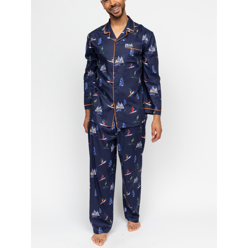Пижама мужская Cyberjammies Alpes 3095-3096 (M, Синий с лыжным принтом)