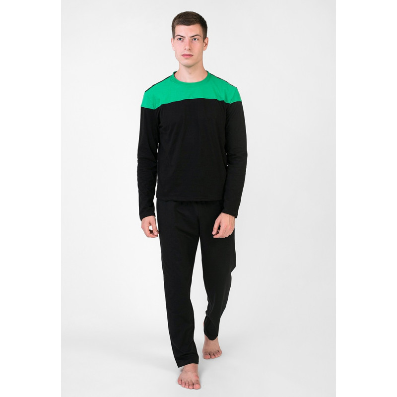 Піжама чоловіча Homewear MAD 36376 трикотажна натуральна домашній комфорт XL Noir/vert (3700465536736)
