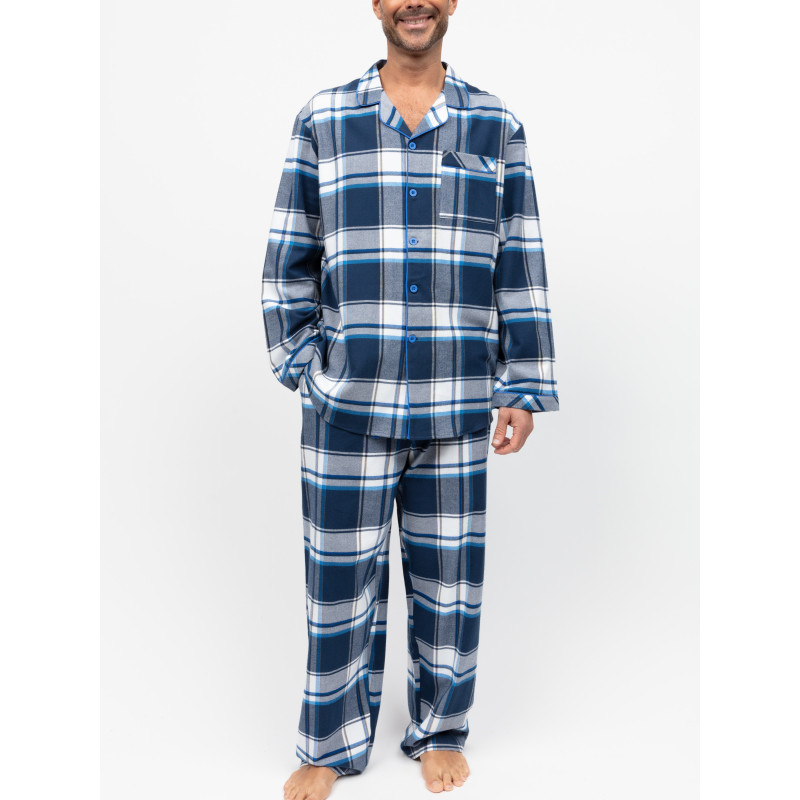 Піжама чоловіча (кофта+штани) Cyberjammies Frosty 3141-3142 тепла фланель 100% бавовна зимова колекція подарункова L Синій у клітку (5051877618473)