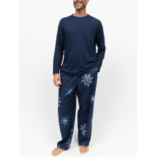 Піжама чоловіча Cyberjammies Frosty 3148-3146 преміум комфорт сімейна новорічна зимова L Синій з принтом сніжинок (5051877618633)