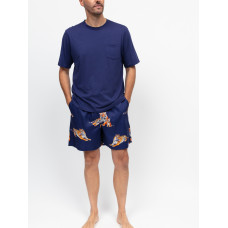 Піжама (футболка + шорти) чоловіча Cyberjammies Indigo 3197-3196 L Синій с принтом тигра (5051877655560)