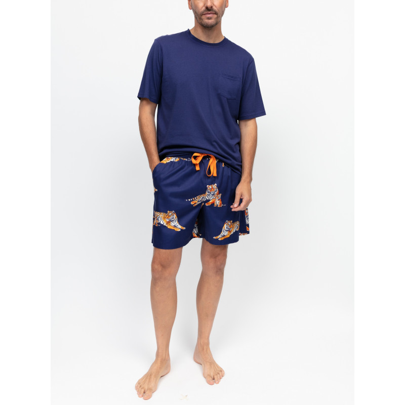 Піжама (футболка + шорти) чоловіча Cyberjammies Indigo 3197-3196 XL Синій с принтом тигра (5051877655577)
