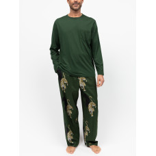 Піжама чоловіча (футболка+штани) Cyberjammies Olive 3140-3122 преміум комфорт сімейна подарункова зимова L Оливковий з леопардовим принтом (5051877618435)