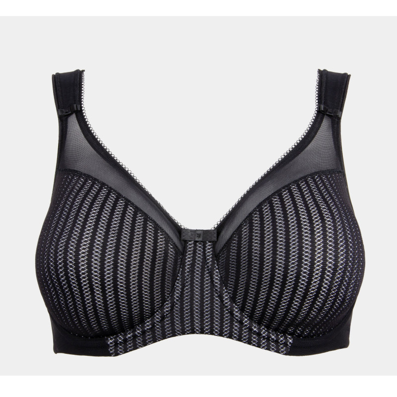 Бюстгальтер Berlei Beauty Stripe 541 мінімайзер на великі груди 80E Black Grey (5053014817503)