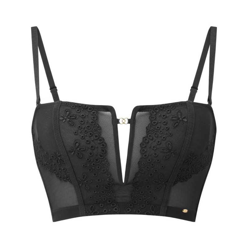 Корсетний топ Gossard Rebel 21207 вишита напівпрозора стильна люксова білизна зі знімними бретелями 12/M Чорний (ZIK0000030678)
