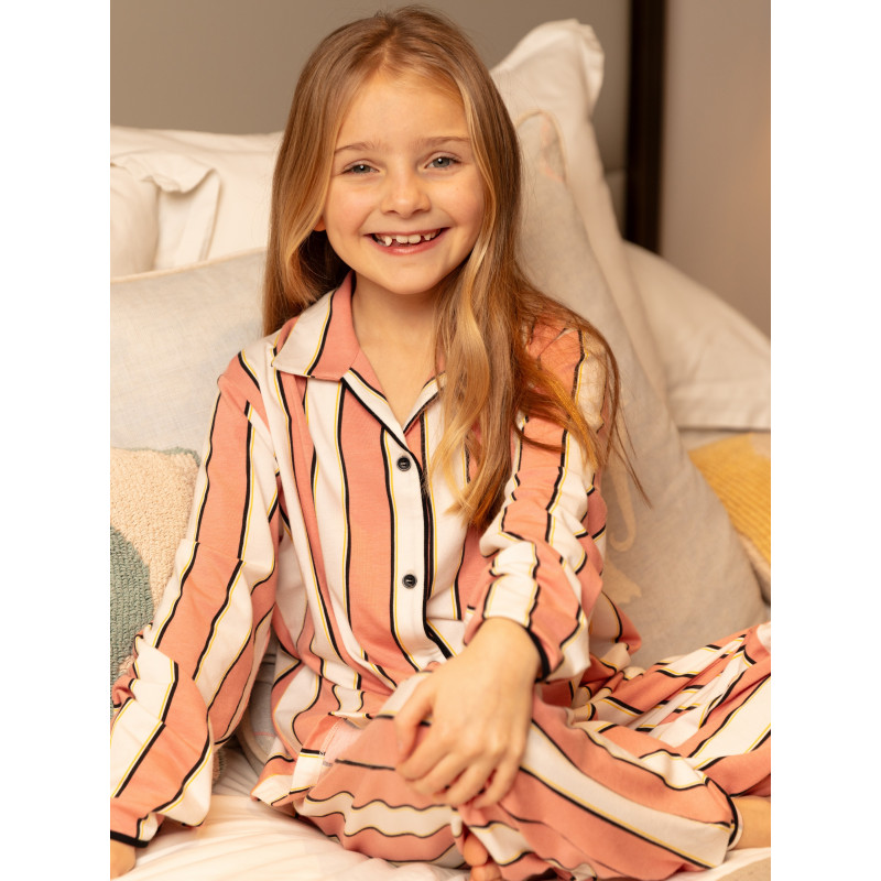 Піжама для дівчинки Cyberjammies Bonnie 7206STR 10-11 лет/146 см Рожево-білий зі смугастим принтом (5051877619074)