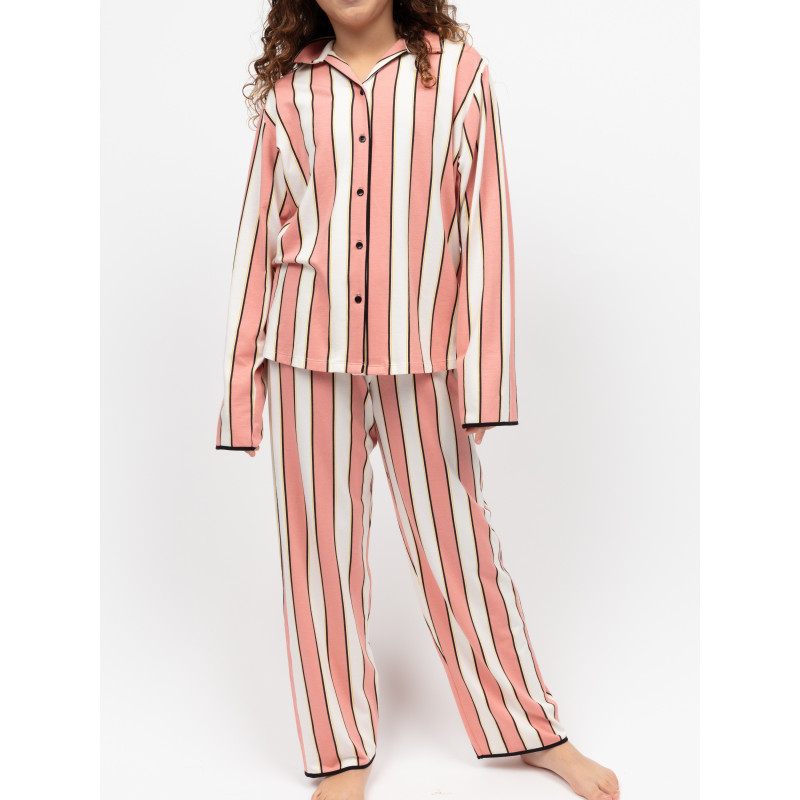 Піжама для дівчинки Cyberjammies Bonnie 7206STR 12-13 лет /158 см Рожево-білий зі смугастим принтом (5051877619081)