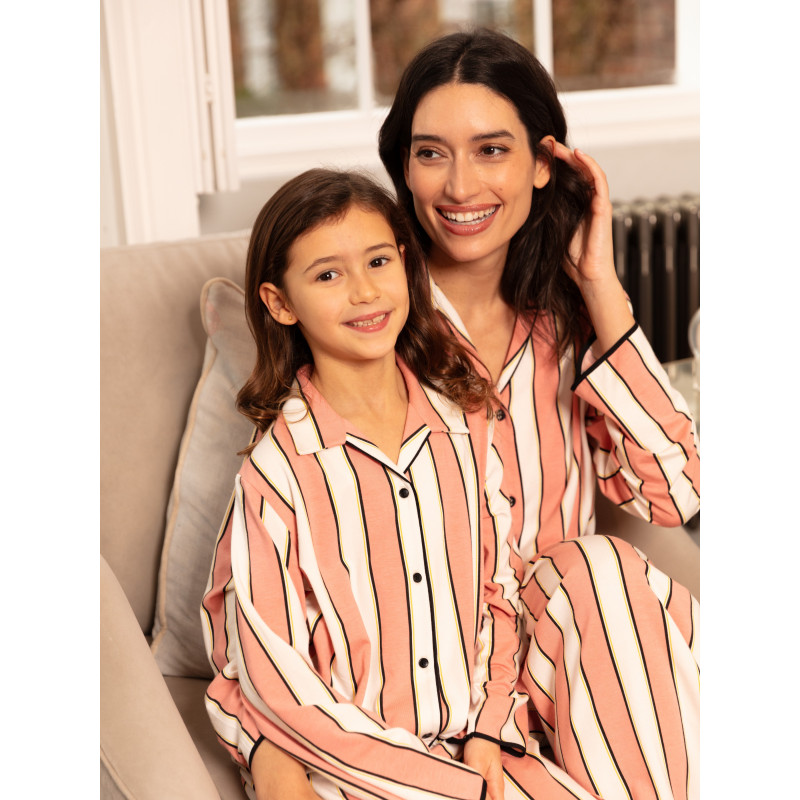 Піжама для дівчинки Cyberjammies Bonnie 7206STR 6-7 лет/122см Рожево-білий зі смугастим принтом (5051877619050)