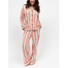 Піжама жіноча Cyberjammies Bonnie 5046-5047 L Рожево-білий зі смугастим принтом (5051877604827)
