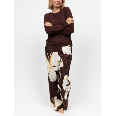 Піжама жіноча Cyberjammies Claudia 5097-5094 преміум комфорт великі розміри зимова колекція 12/M Коричневий з квітковим принтом (5051877610996)