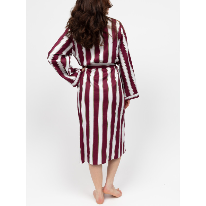 Халат жіночий Cyberjammies Yasmin 5086 5XL Бордово-білий зі смугастим принтом (5051877609730)