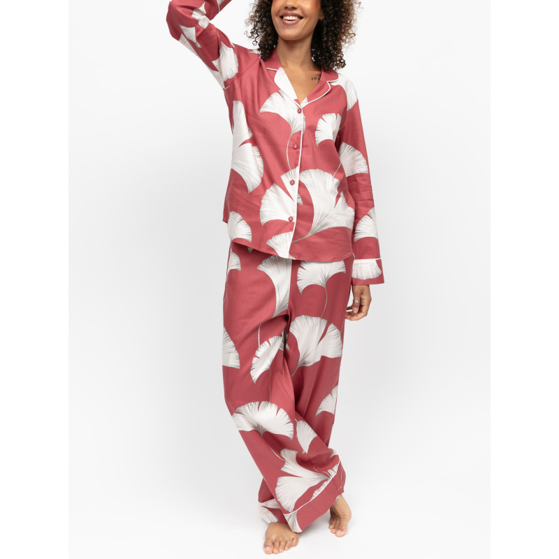Піжама (сорочка + штани) жіноча Cyberjammies Josie 5295-5296 22/4XL Коричневий з принтом листя (5051877639027)