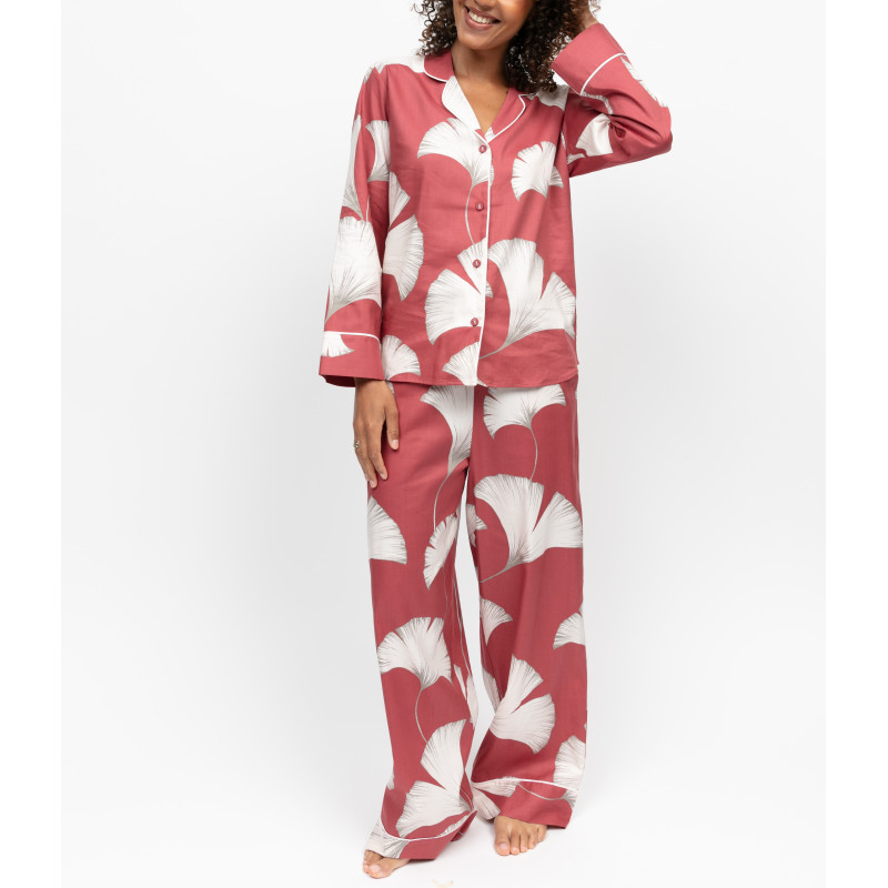 Піжама (сорочка + штани) жіноча Cyberjammies Josie 5295-5296 24/5XL Коричневий з принтом листя (5051877639034)