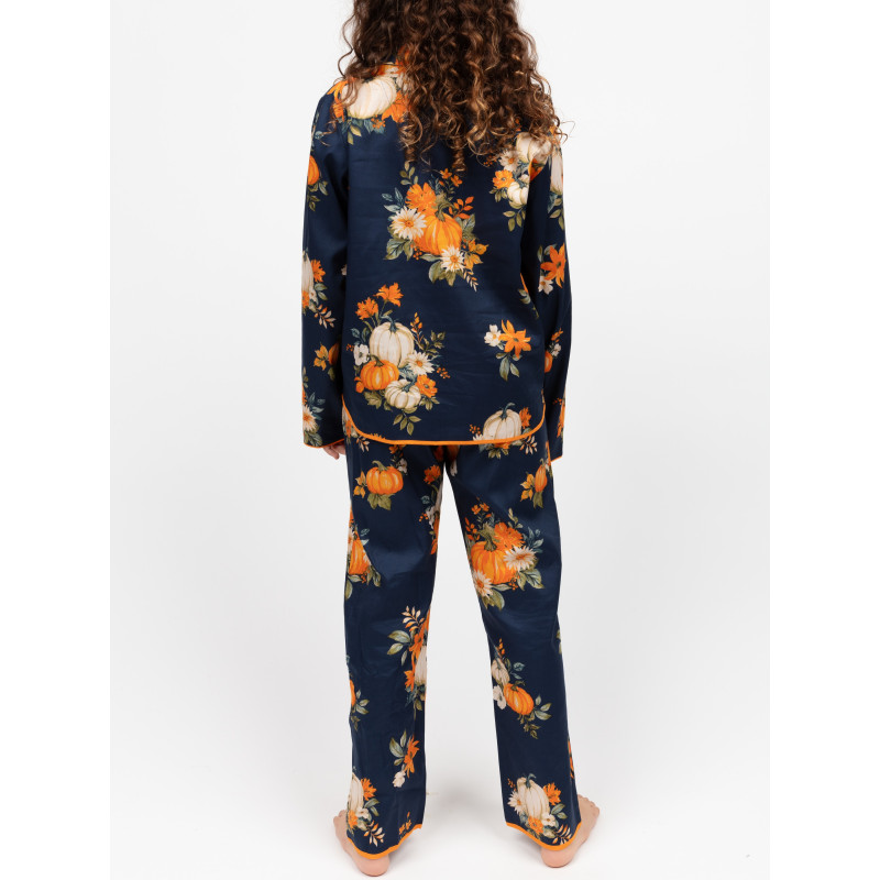 Піжама дитяча для дівчинки Cyberjammies Auburn 7213PUM тонка м’яка бавовна модал комфортна преміум бренд 10-11 лет/146 см Синій з гарбузовим принтом (5051877619197)