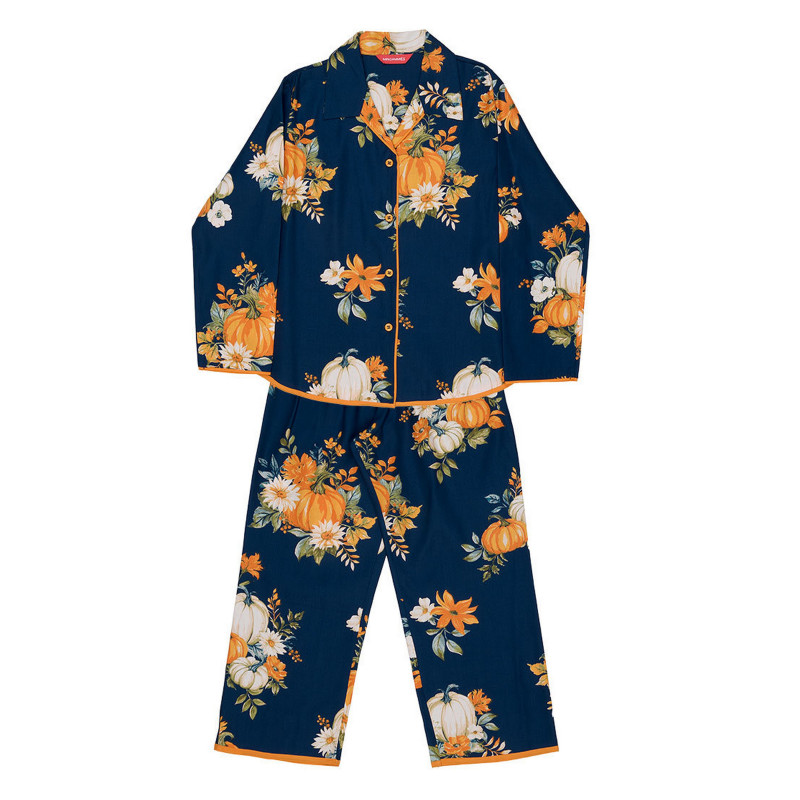 Піжама дитяча для дівчинки Cyberjammies Auburn 7213PUM тонка м’яка бавовна модал комфортна преміум бренд 12-13 лет /158 см Синій з гарбузовим принтом (5051877619203)