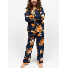 Піжама дитяча для дівчинки Cyberjammies Auburn 7213PUM тонка м’яка бавовна модал комфортна преміум бренд 4-5 лет/110 см Синій з гарбузовим принтом (5051877619166)