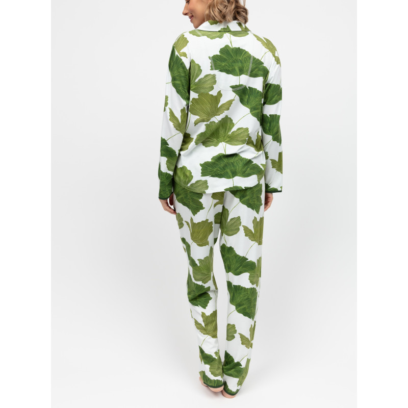 Піжама жіноча Cyberjammies Olive 5005-5006 трикотажна натуральна стильна зручна великі розміри L Білий з принтом листя (5051877599895)