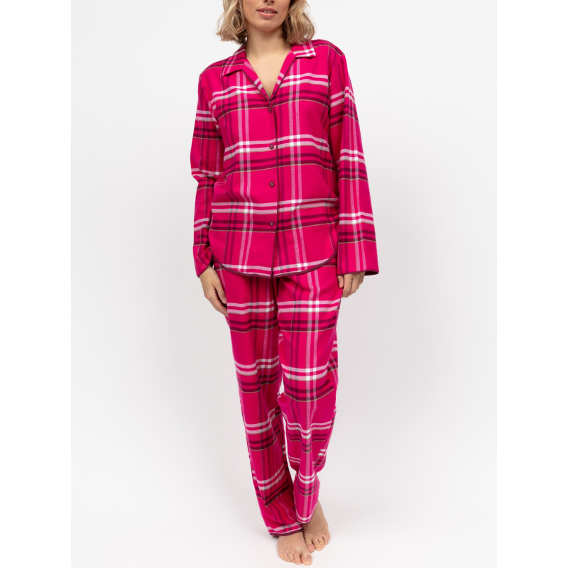 Жіноча піжама Cyberjammies Isabella 5120-5121 тепла байкова фемелі лук новорічна колекція S Рожевий у клітку (5051877613751)