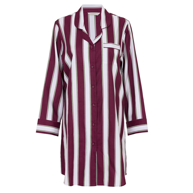 Сорочка нічна Cyberjammies Yasmin 5085 натуральна стильна елегантна комфортна подарункова 6XL Бордово-білий зі смугастим принтом (5051877609624)