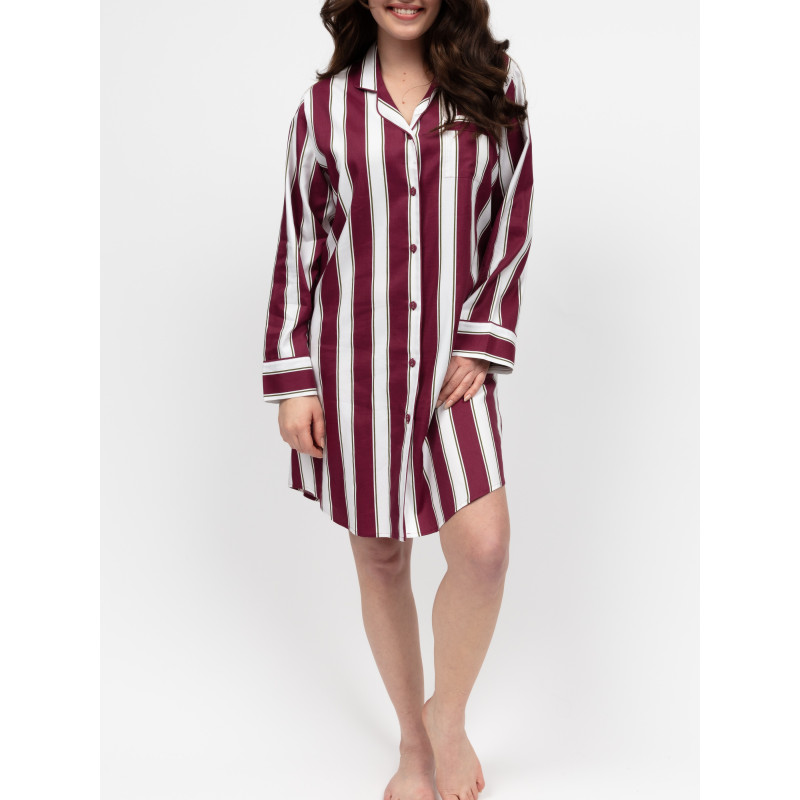 Сорочка нічна Cyberjammies Yasmin 5085 натуральна стильна елегантна комфортна подарункова S Бордово-білий зі смугастим принтом (5051877609549)