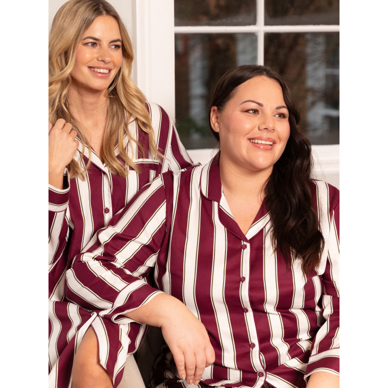 Піжама жіноча Cyberjammies Yasmin 5083-5084 6XL Бордово-білий зі смугастим принтом (5051877609389)