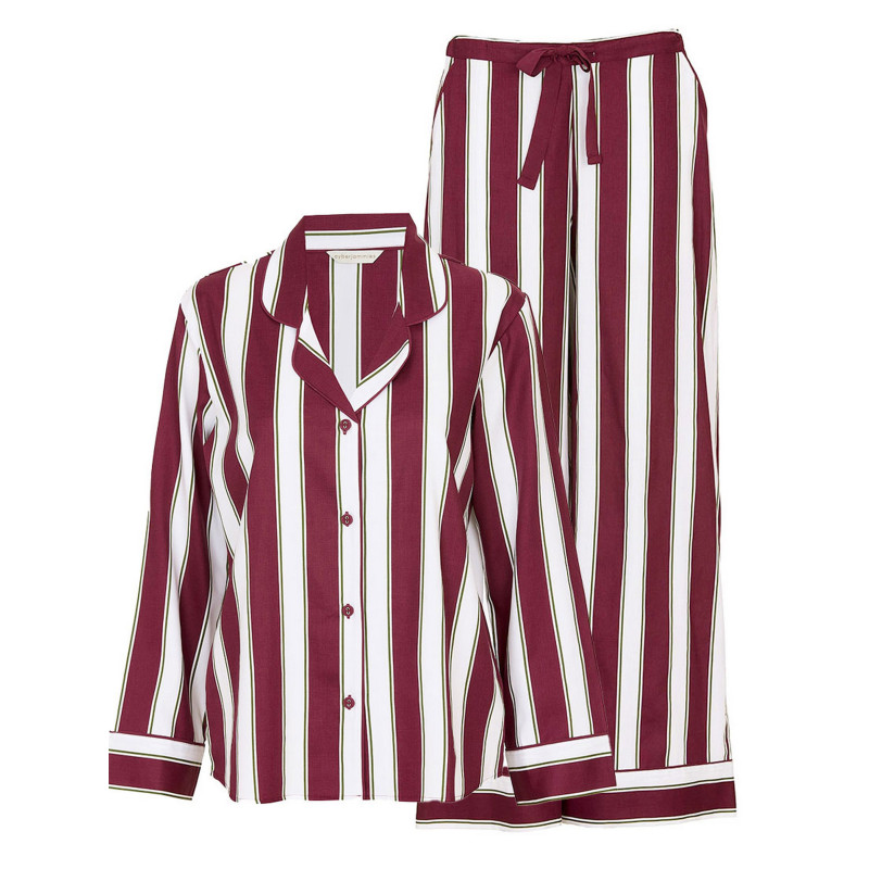 Піжама жіноча Cyberjammies Yasmin 5083-5084 7XL Бордово-білий зі смугастим принтом (5051877609396)